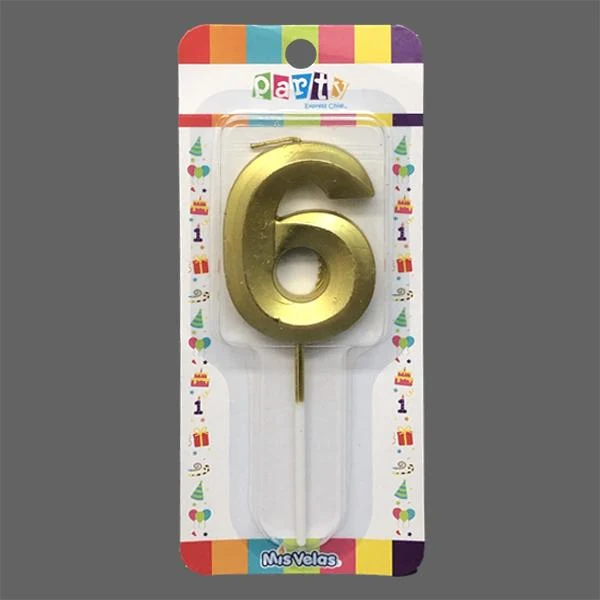 Vela Numeral Stick Metal Dorado N 6 Mi tienda
