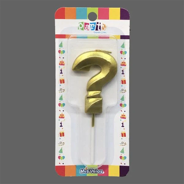 Vela Numeral Stick Metal Dorado Signo ? Mi tienda