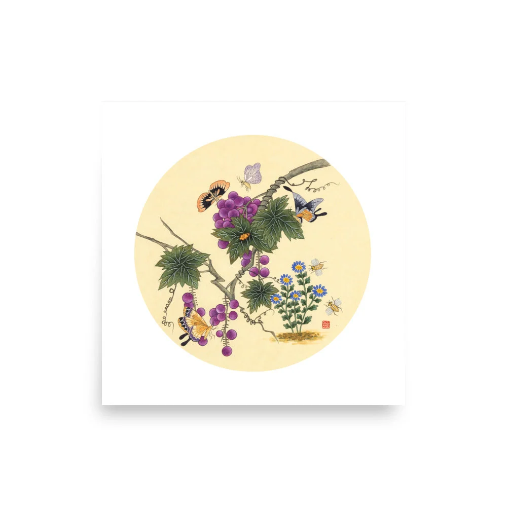 Mariposas en el árbol de la uva - cartel Misun Kim