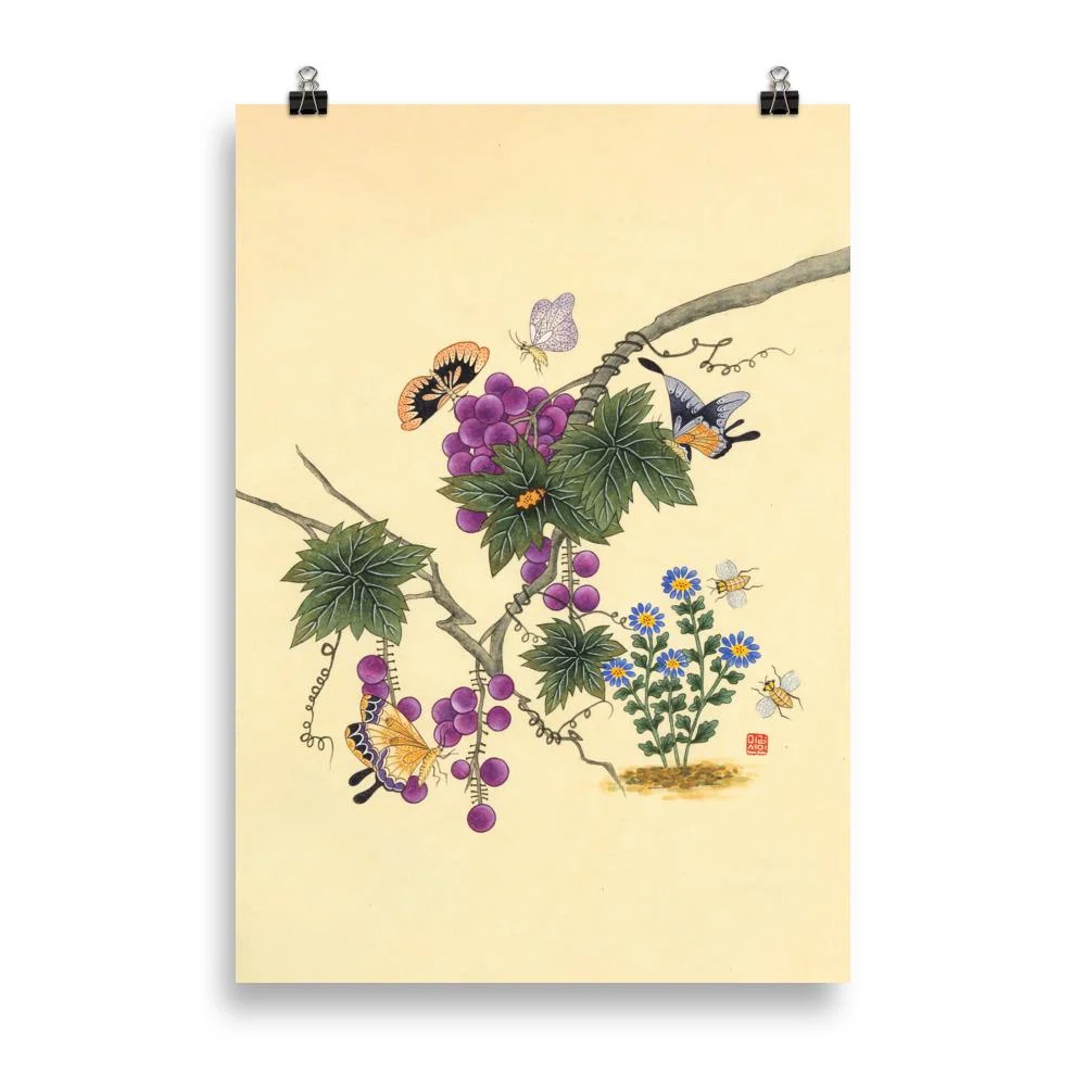Mariposas en el árbol de la uva - cartel Misun Kim