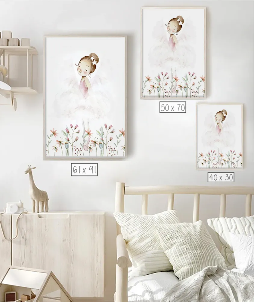 BAILARINA SOBRE FLORES Cuadro infantil Mondo Kids & Home