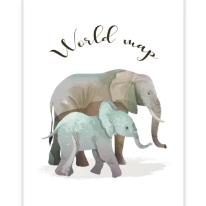 Cuadro infantil ELEFANTES MAPA MUNDI Mondo Kids & Home