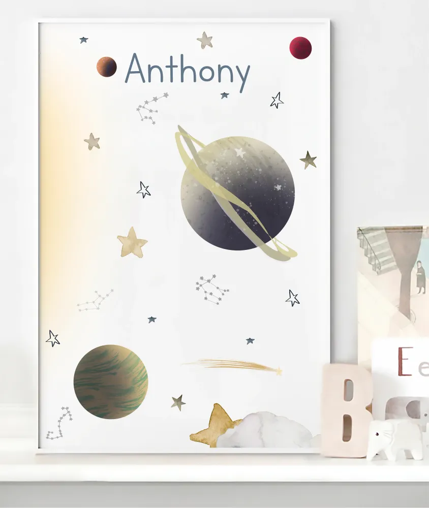 Cuadro infantil PLANETAS EN EL ESPACIO I Mondo Kids & Home