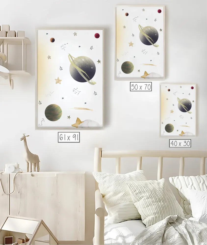 Cuadro infantil PLANETAS EN EL ESPACIO I Mondo Kids & Home