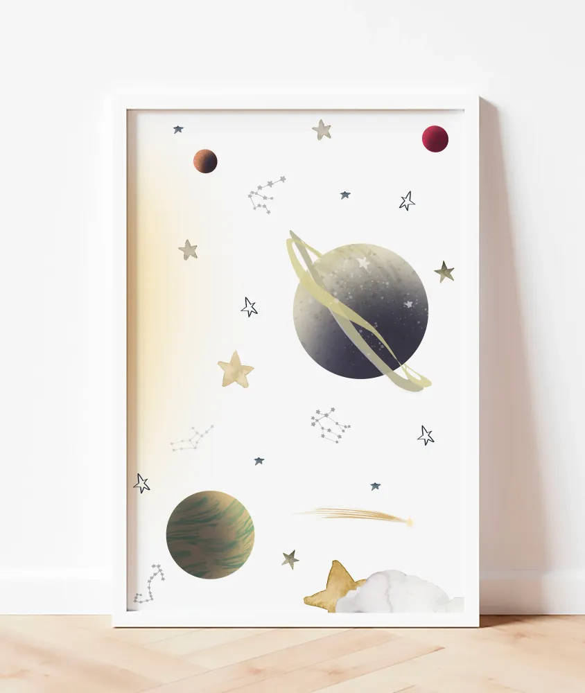 Cuadro infantil PLANETAS EN EL ESPACIO I Mondo Kids & Home