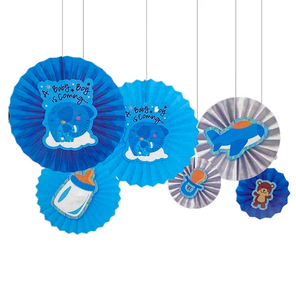 Adorno Abanico Baby Shower Celeste 6 Piezas MOTARRO SPA