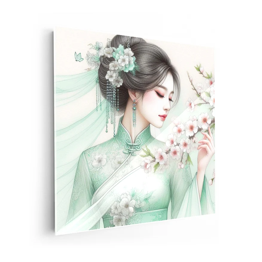 Mujer Y Flores De Cerezo Poster
