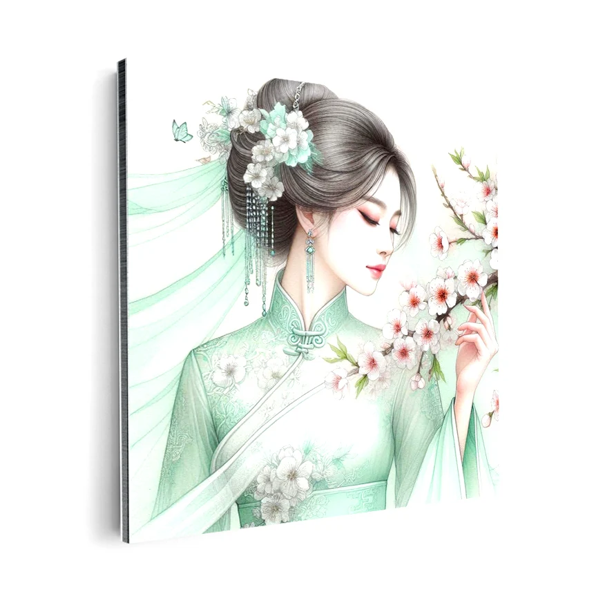 Mujer Y Flores De Cerezo Poster