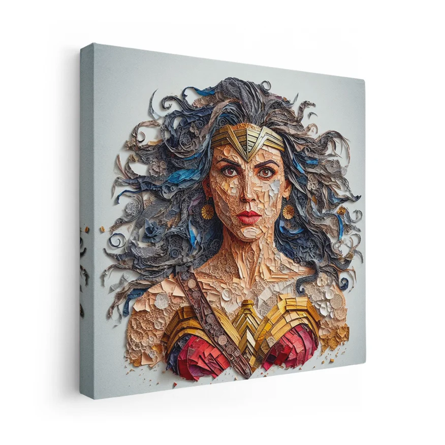 Mujer Maravilla Cabellera Tela Colores Poster