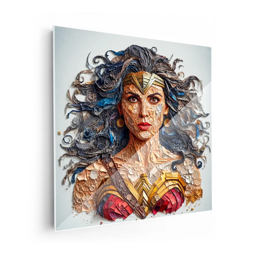 Mujer Maravilla Cabellera Tela Colores Poster