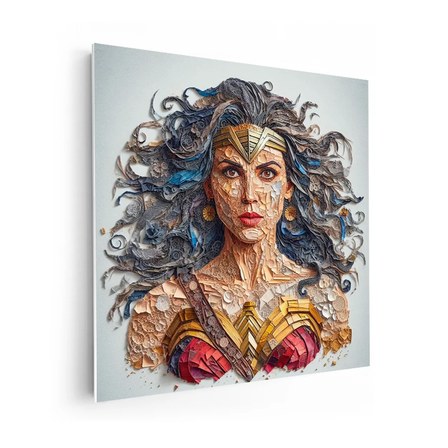 Mujer Maravilla Cabellera Tela Colores Poster