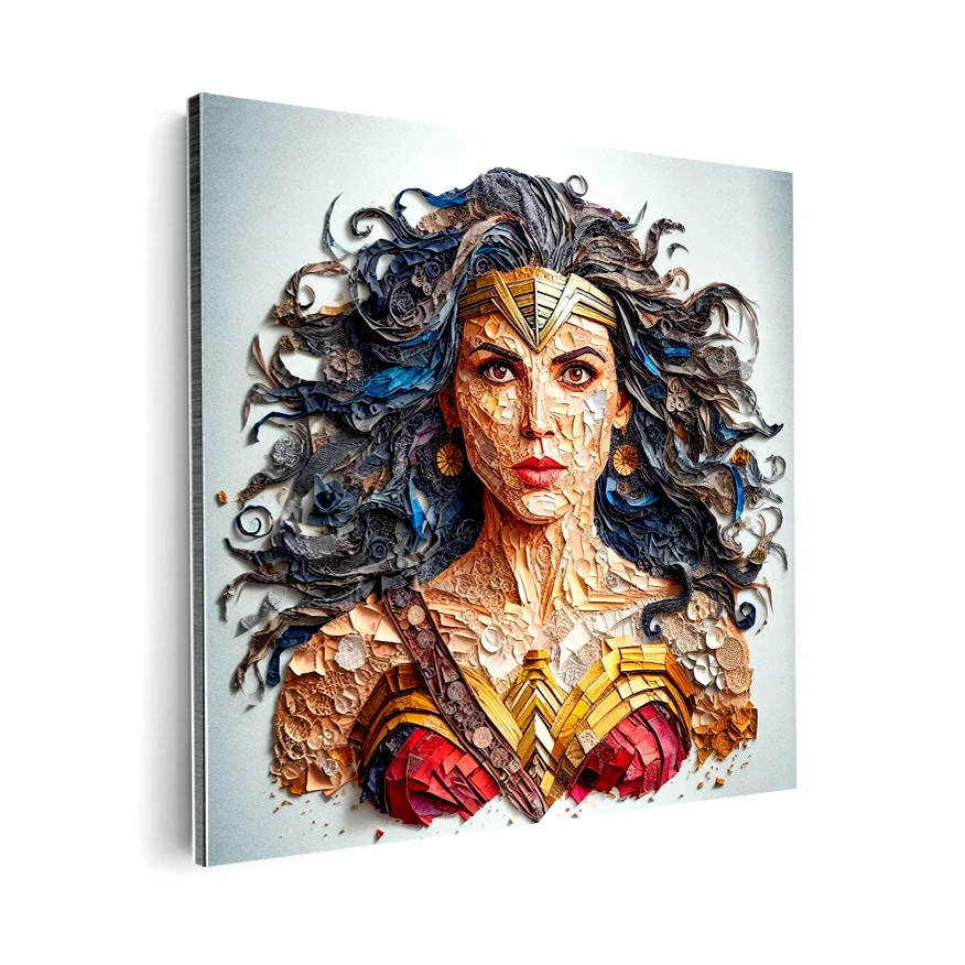 Mujer Maravilla Cabellera Tela Colores Poster