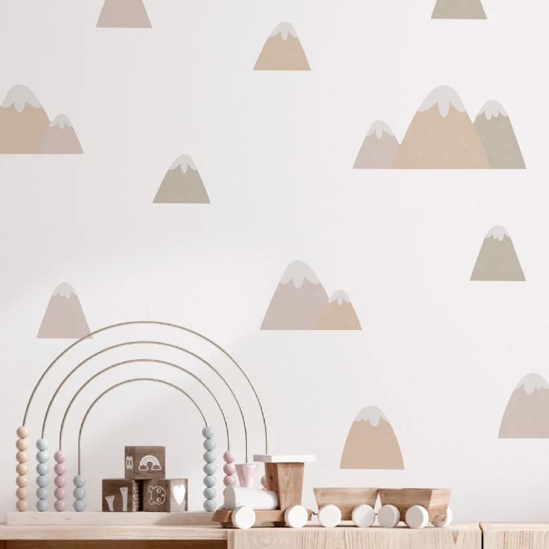 Stickers Decorativos Para Muros - Volcanes Naranjo y Rosa | Murami