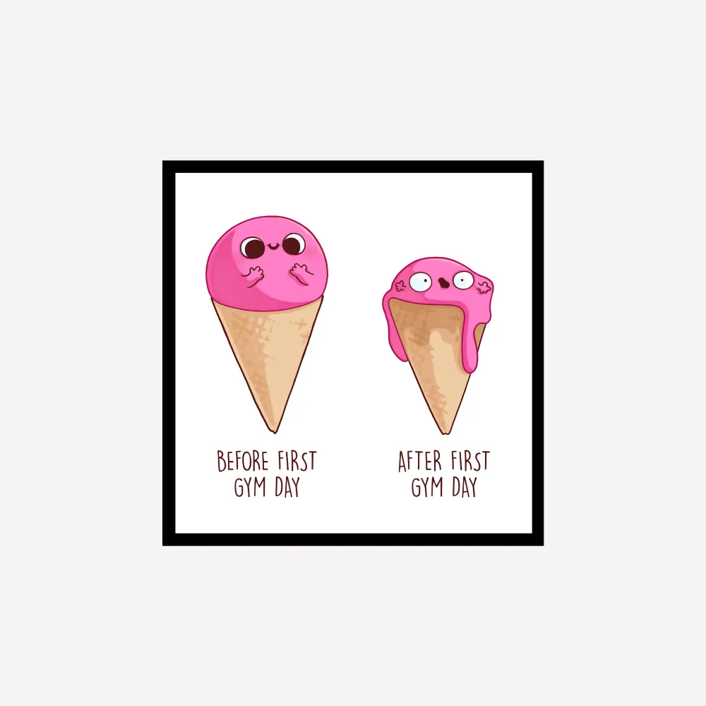 Before After Ice cream Gym Art Print Naolito
