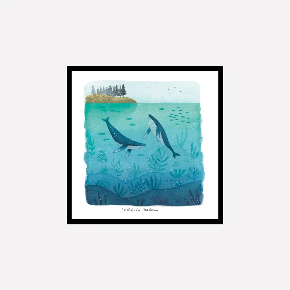 Two Whales Swimming Art Print Nathalie Ouederni