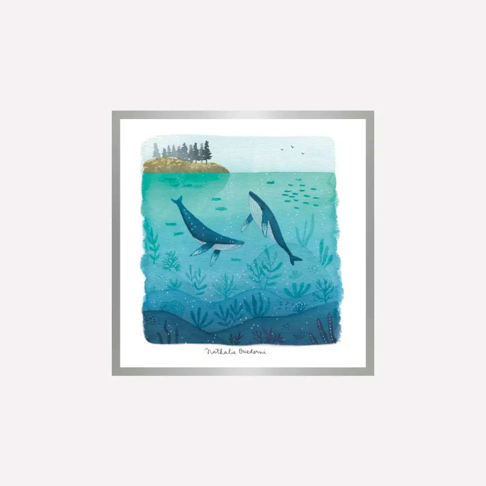Two Whales Swimming Art Print Nathalie Ouederni