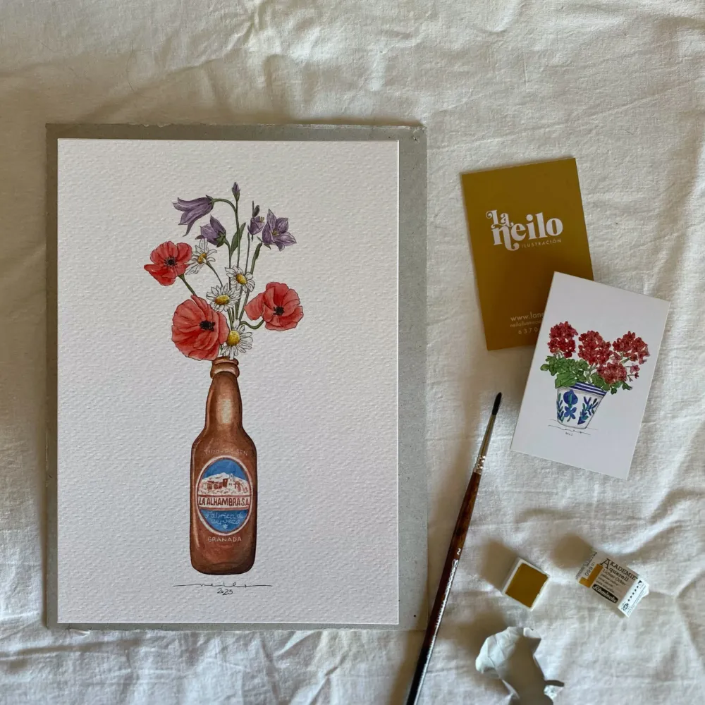 Lámina Botellín Alhambra con flores silvestres Neilo