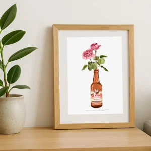 Lámina botellín El Turia con rosas rosas Neilo