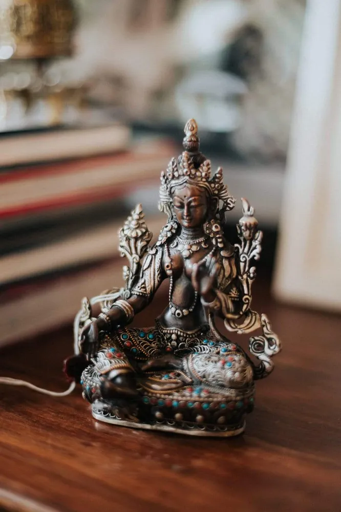 Estatua de bronce de Tara Verde Nirvana Craft Store