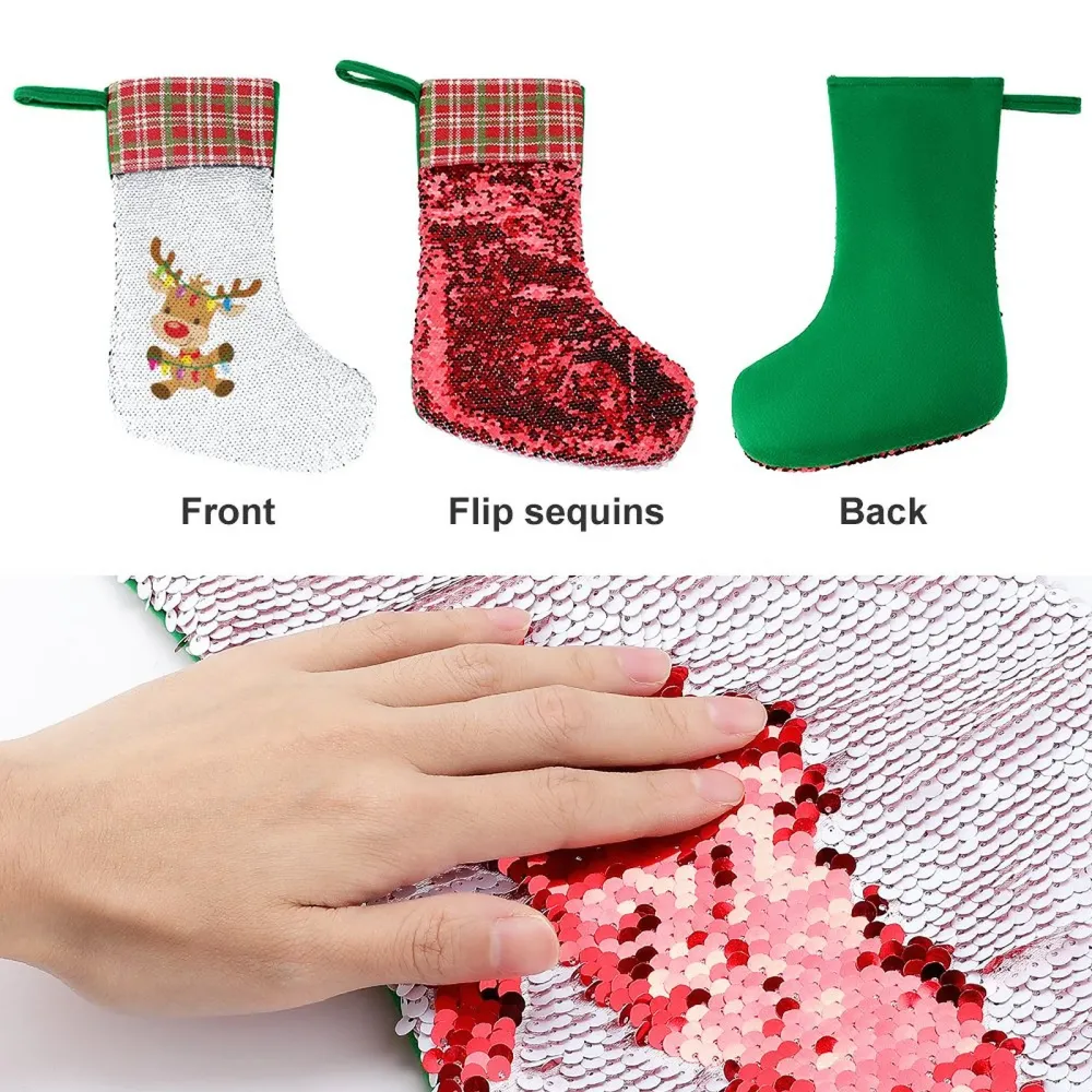 Calcetín Navideño Lentejuelas Reversibles | Bota Navidad Mágica Red normal-online-Personalizar ahora