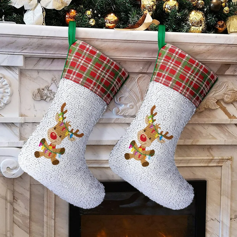 Calcetín Navideño Lentejuelas Reversibles | Bota Navidad Mágica Red normal-online-Personalizar ahora