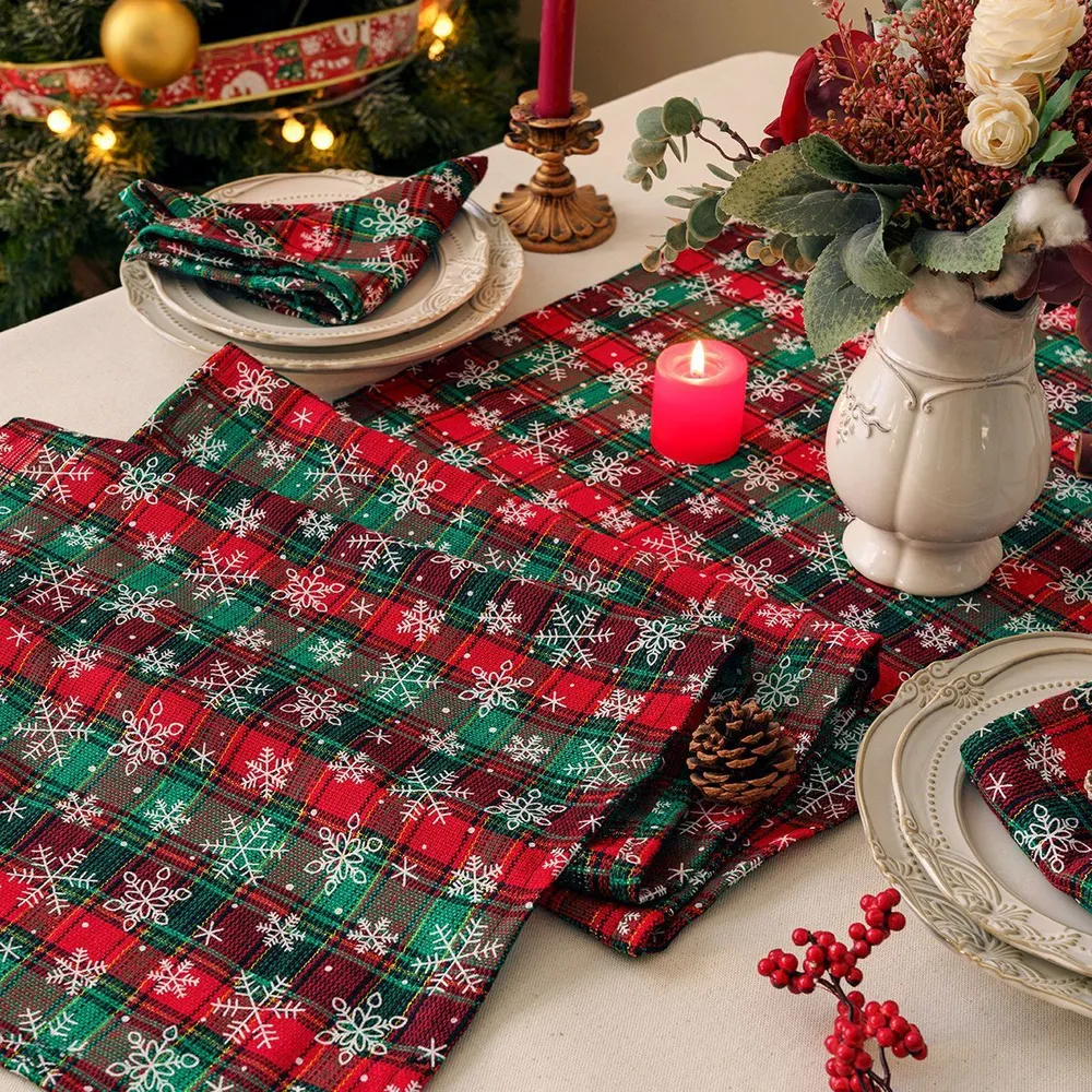 Camino de mesa navideño cuadros – estilo nórdico con mantel individual Cuadros OKKO SHOP