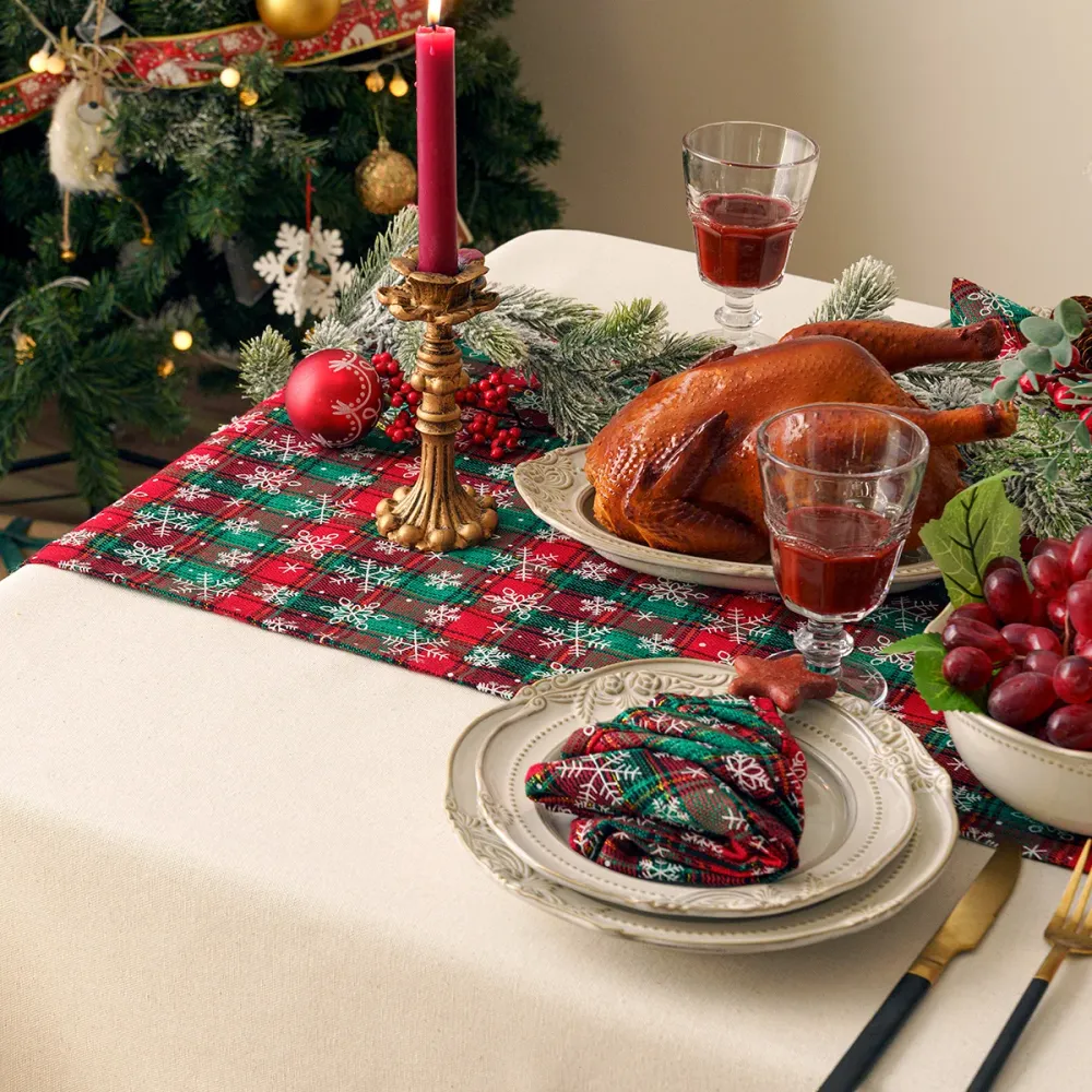Camino de mesa navideño cuadros – estilo nórdico con mantel individual Cuadros OKKO SHOP
