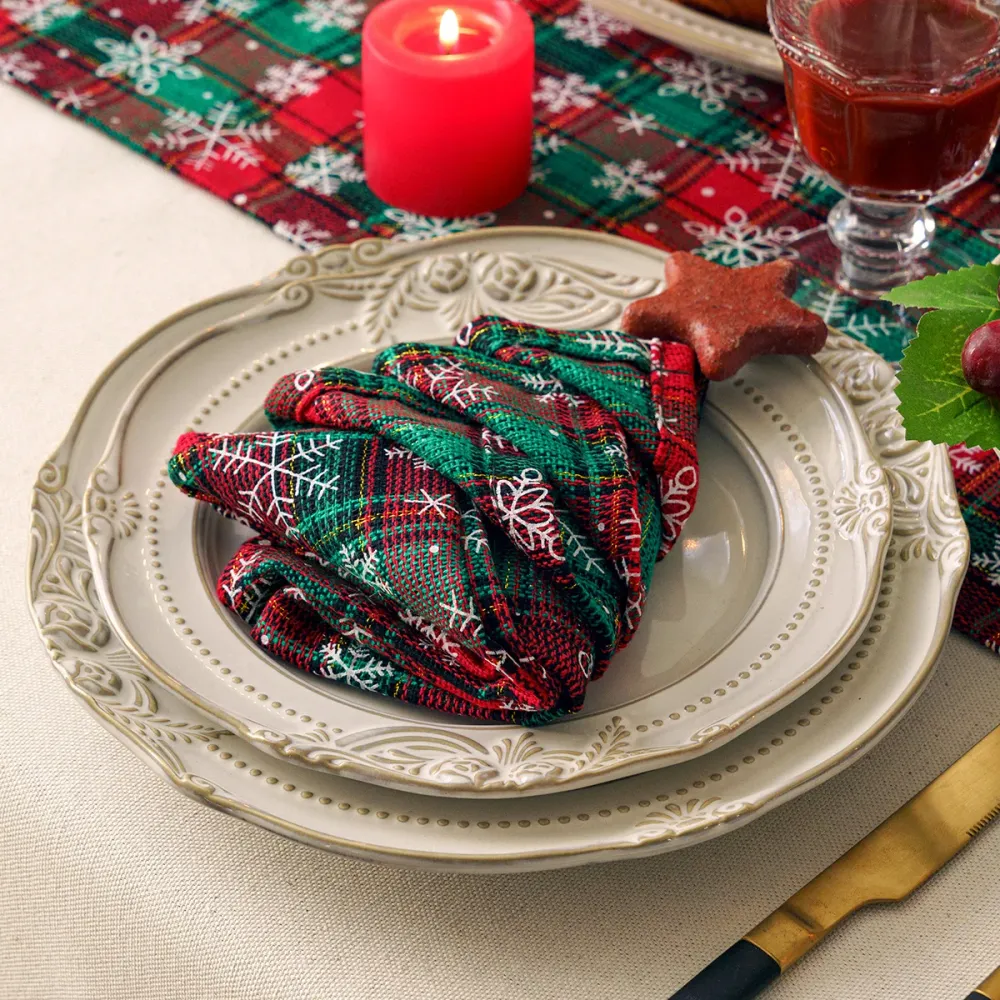 Camino de mesa navideño cuadros – estilo nórdico con mantel individual Cuadros OKKO SHOP