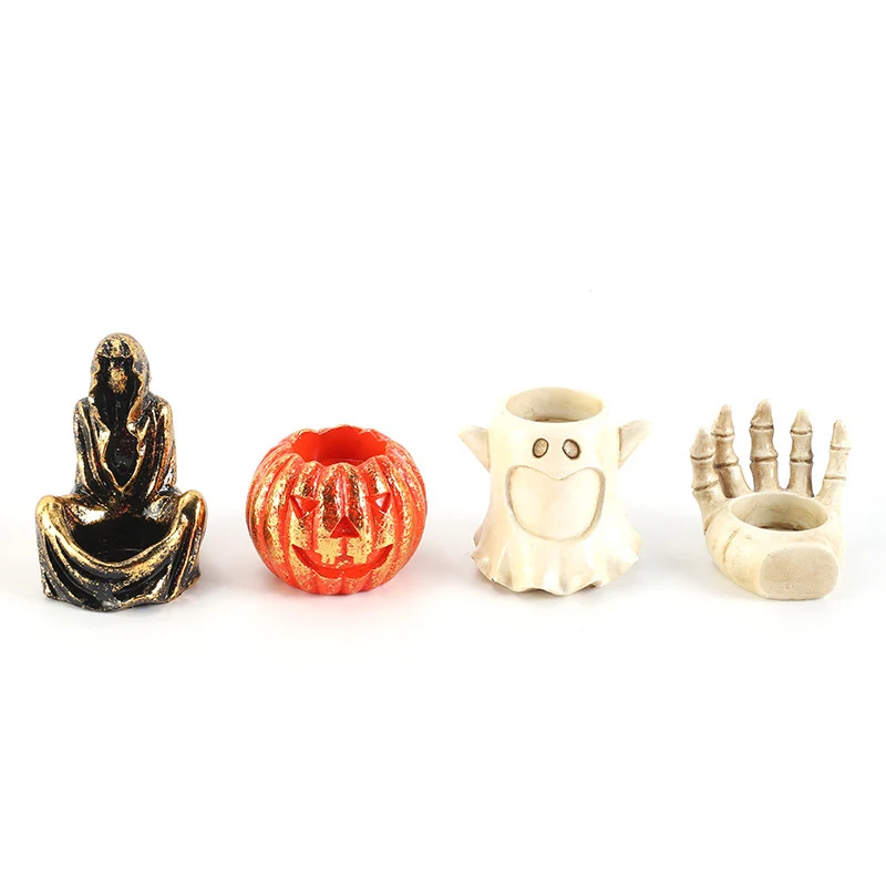 Candelabro Calabaza de Halloween – Decoración de Resina Artesanal OKKO SHOP