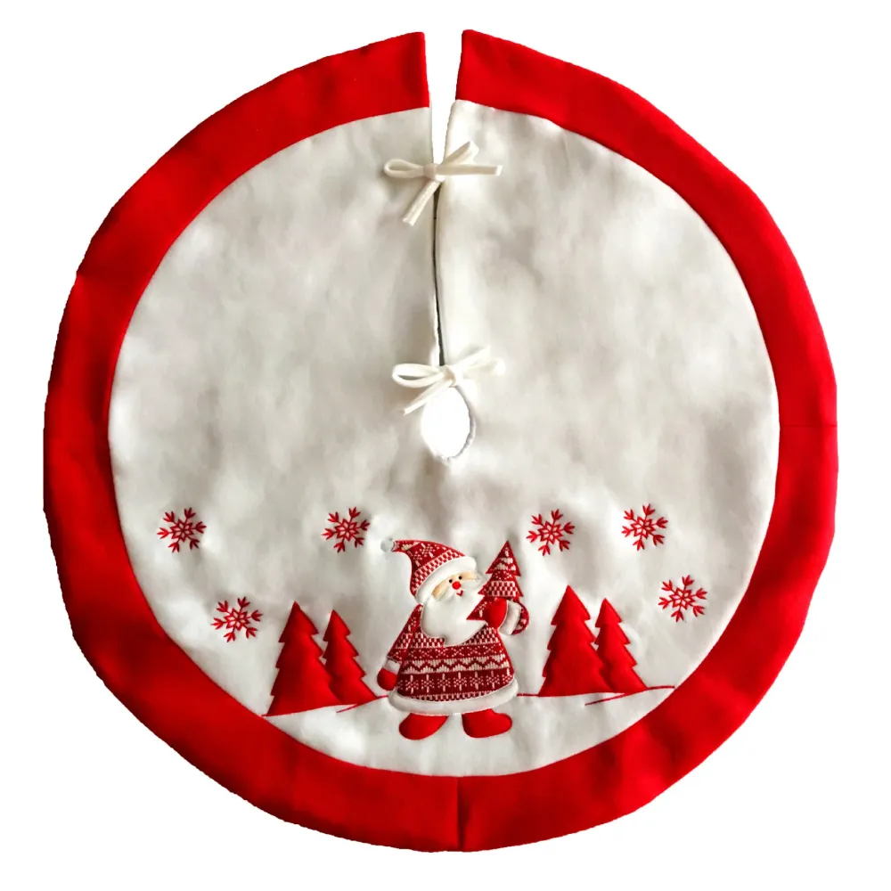 Falda decorativa para árbol de Navidad – Color rojo y blanco de franela Red OKKO SHOP