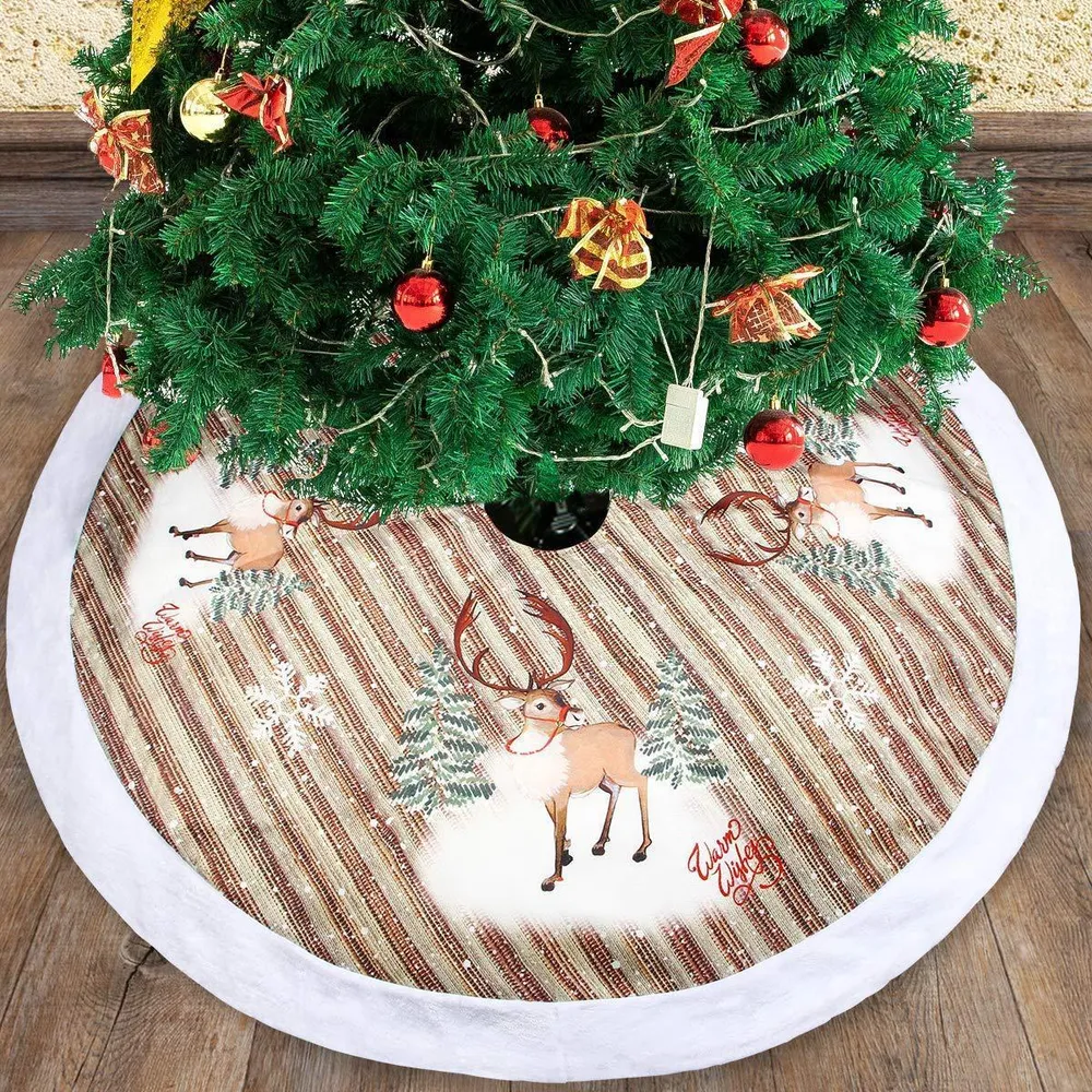 Falda decorativa para árbol de Navidad 98 cm – Diseño muñeco de nieve y reno 3old OKKO SHOP