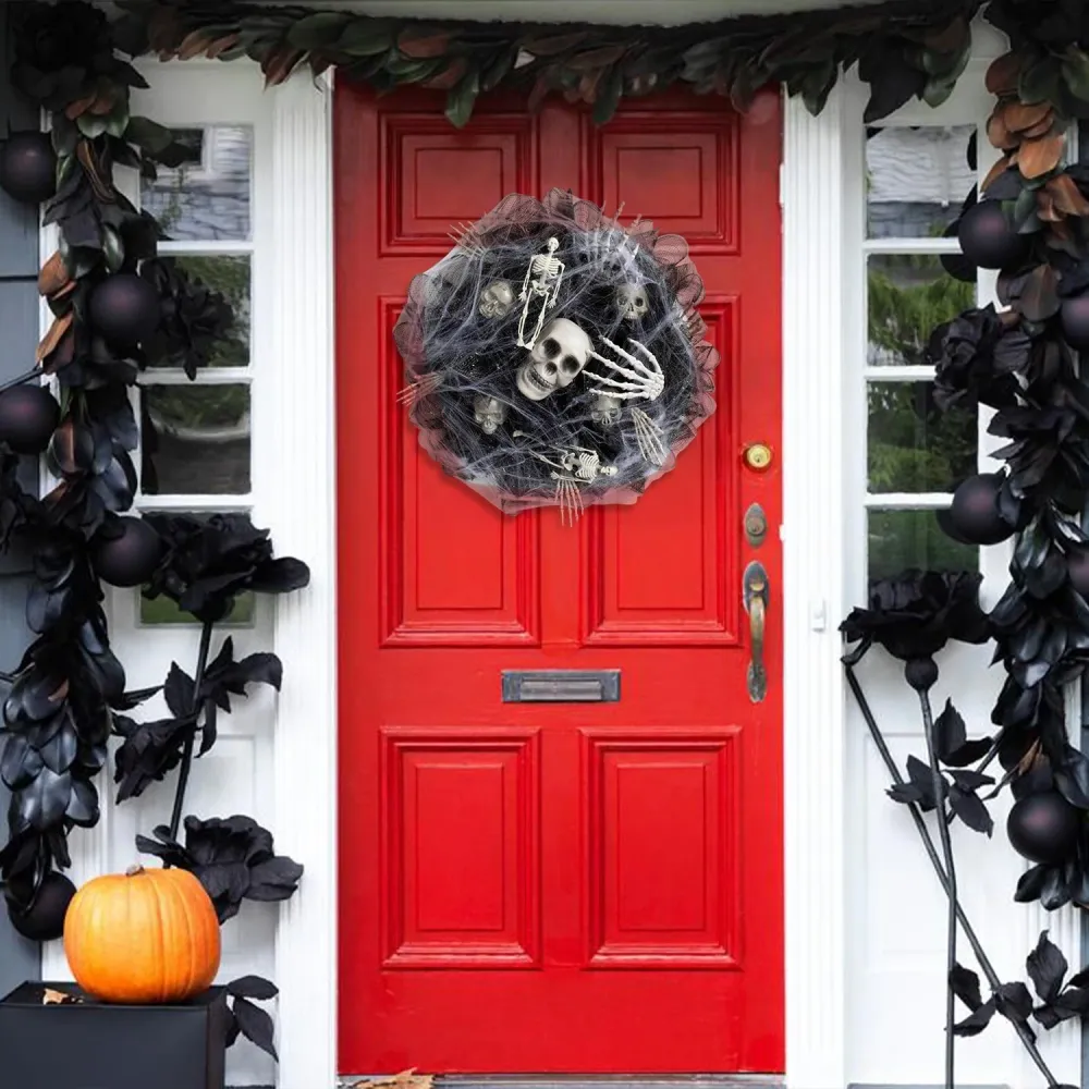 Guirnalda de Calaveras con Malla Negra – Decoración de Halloween para Interiores y Exteriores OKKO SHOP