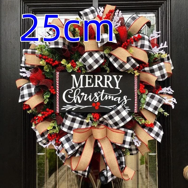 Guirnalda navideñ con lazo – Decoración elegante y festiva hecha mano 25cm OKKO SHOP