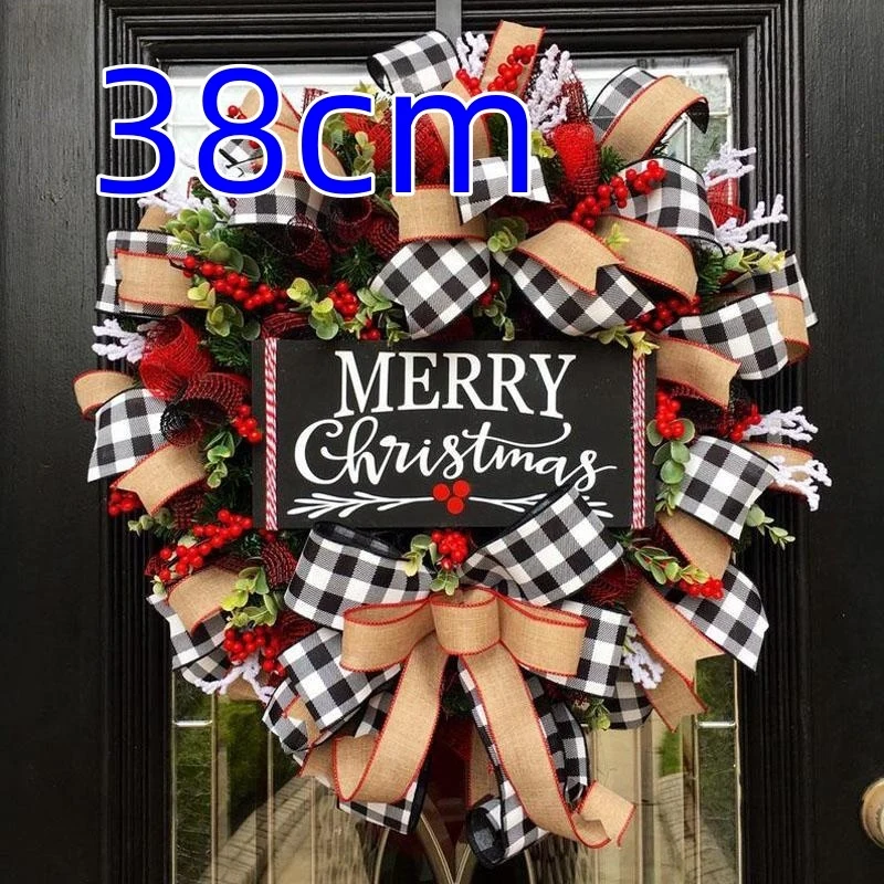 Guirnalda navideñ con lazo – Decoración elegante y festiva hecha mano 25cm OKKO SHOP