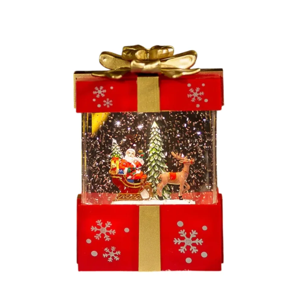 Lámpara navideñ bola de cristal – caja de regalo decorativa con música Rojo OKKO SHOP