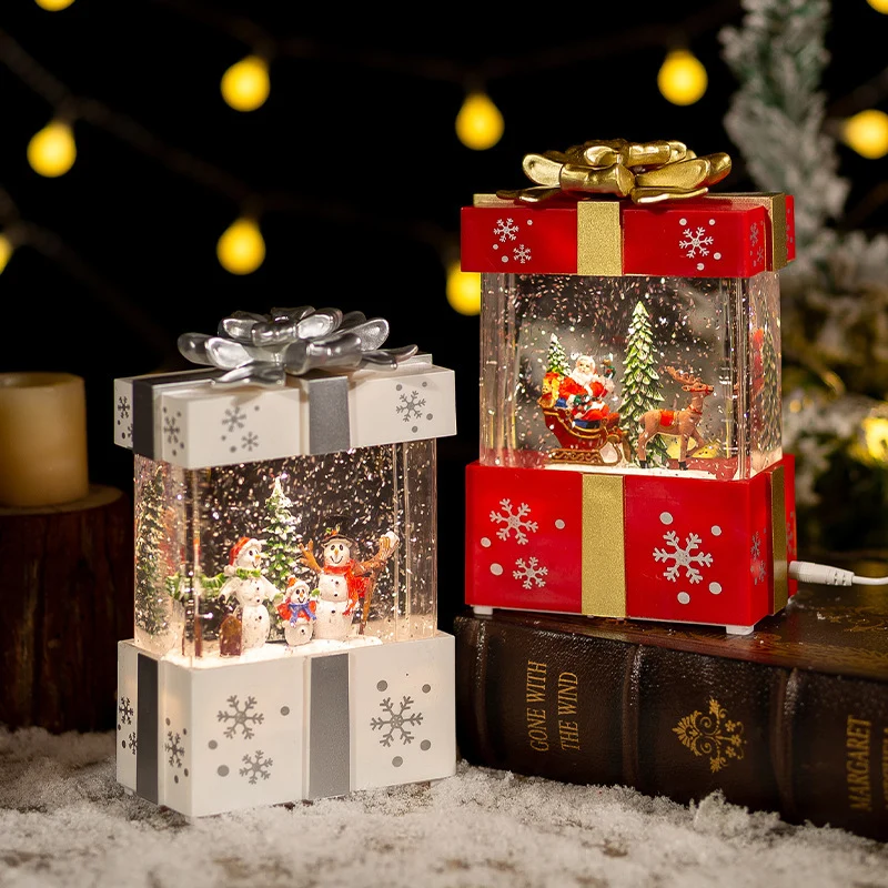 Lámpara navideñ bola de cristal – caja de regalo decorativa con música Rojo OKKO SHOP