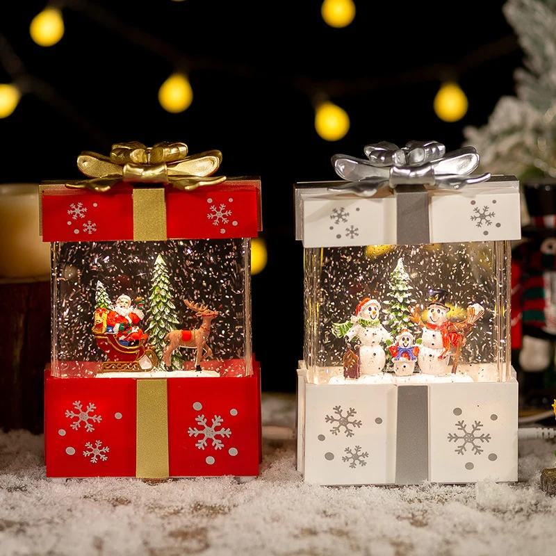 Lámpara navideñ bola de cristal – caja de regalo decorativa con música Rojo OKKO SHOP