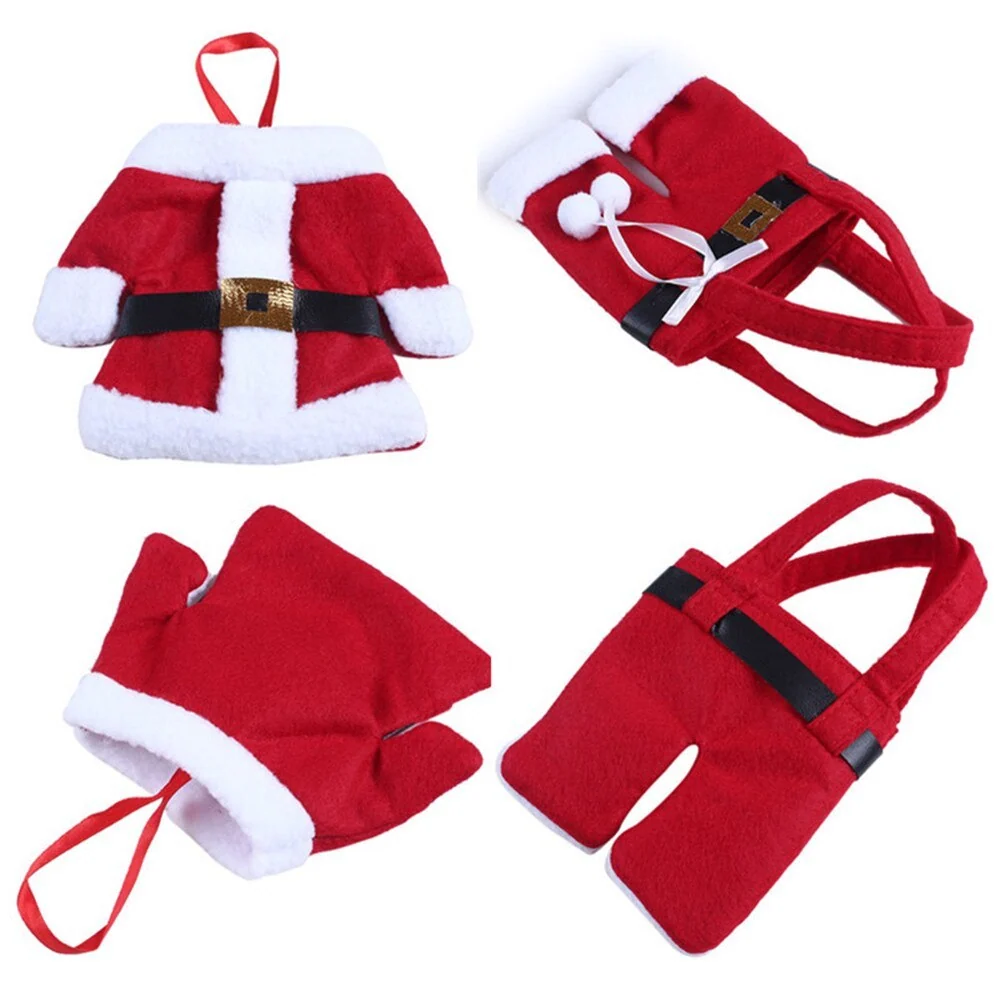 Set navideño de cubiertos – Bolsitas decorativas con forma de ropa de Papá Noel Red OKKO SHOP
