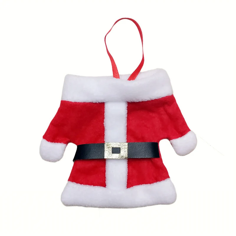 Set navideño de cubiertos – Bolsitas decorativas con forma de ropa de Papá Noel Red OKKO SHOP