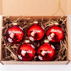 Bolas de Navidad Personalizadas Rojas de Cristal con Nombre, Adornos Navideños, Ornamento, Decoración para el Árbol de Nav...