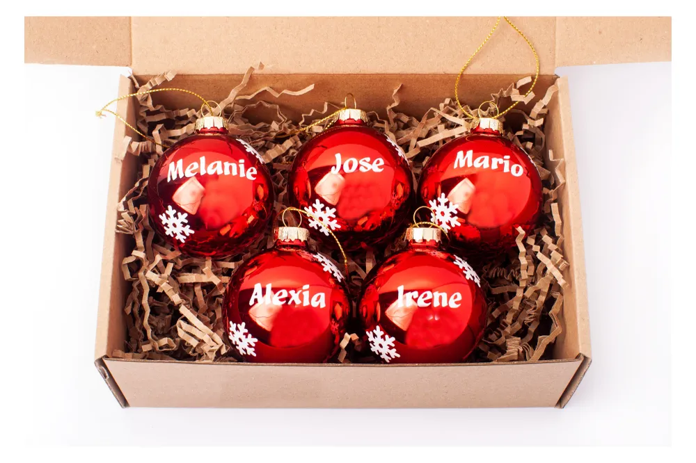 Bolas de Navidad Personalizadas Rojas de Cristal con Nombre, Adornos Navideños, Ornamento, Decoración para el Árbol de Nav...