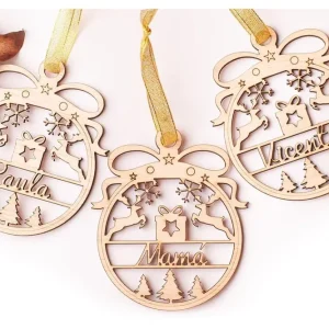 Olesea Bolas de Navidad Personalizada con Nombre de Madera Navidad Decoración - Adornos Cuerda incluida (Esfera) Olesea by...