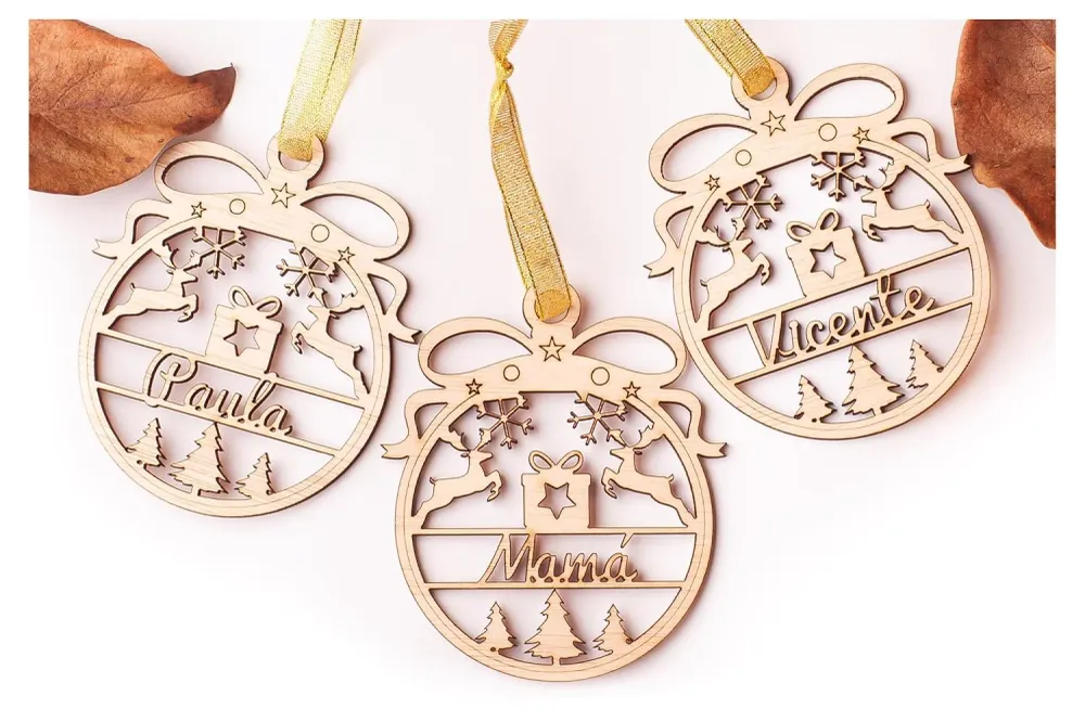 Olesea Bolas de Navidad Personalizada con Nombre de Madera Navidad Decoración - Adornos Cuerda incluida (Esfera) Olesea by...