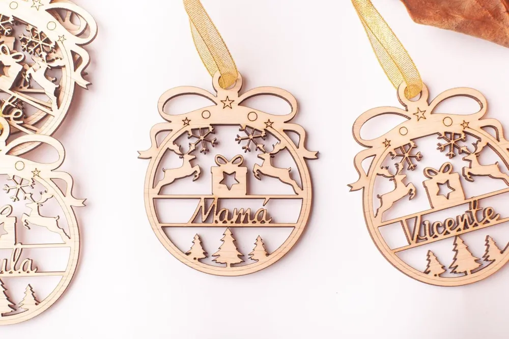 Olesea Bolas de Navidad Personalizada con Nombre de Madera Navidad Decoración - Adornos Cuerda incluida (Esfera) Olesea by...
