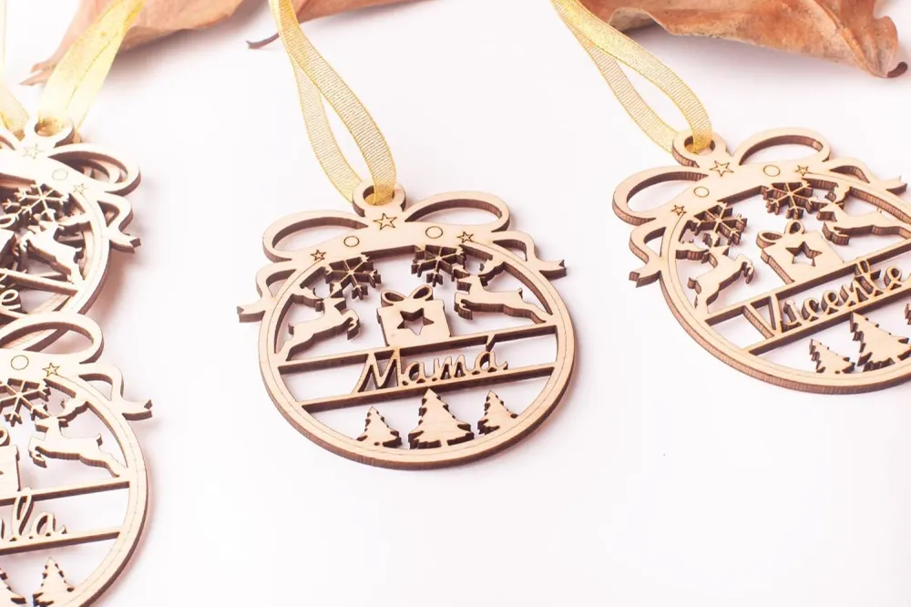 Olesea Bolas de Navidad Personalizada con Nombre de Madera Navidad Decoración - Adornos Cuerda incluida (Esfera) Olesea by...