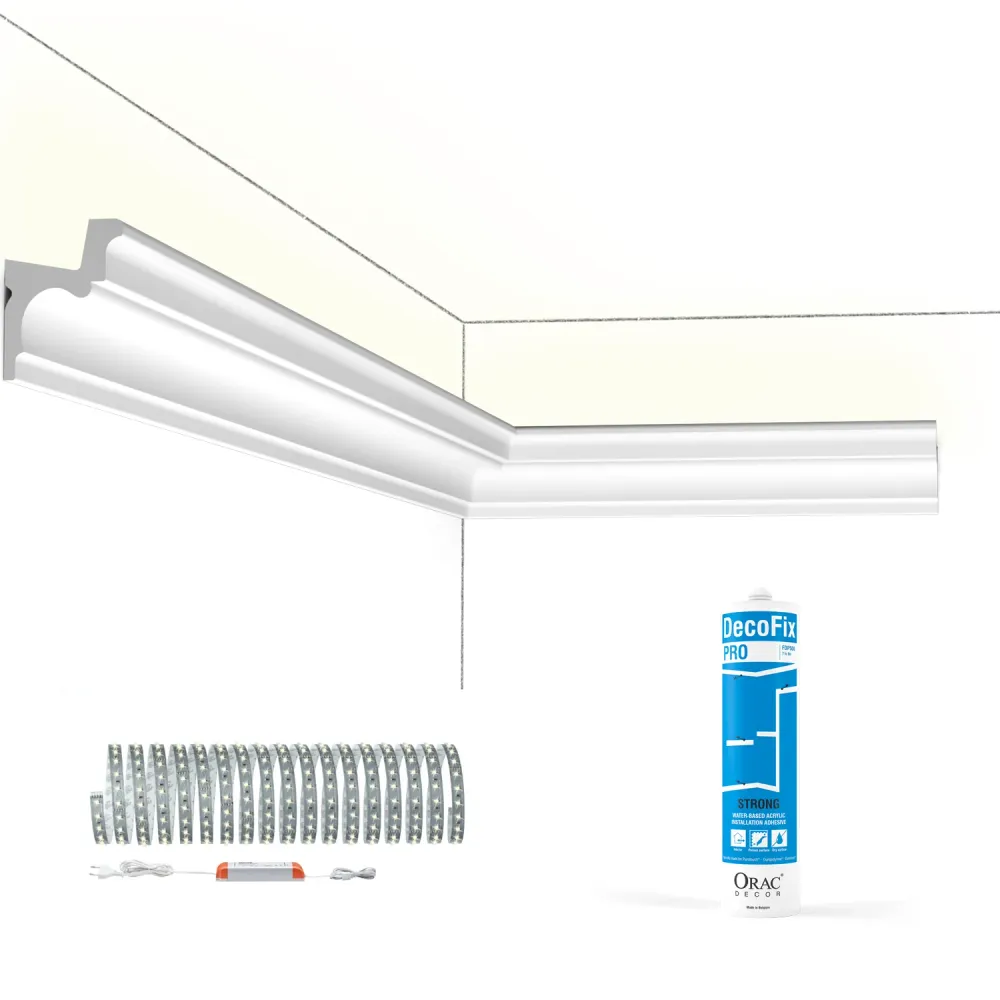 Pack de 10 m cornisa de iluminación indirecta + tiras LED C323 Orac Decor Paulmann