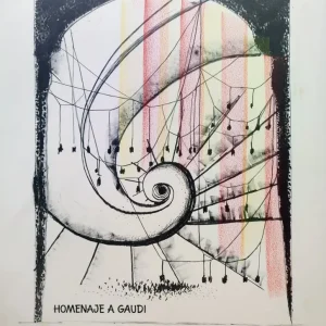 Pablo Serrano - Homenaje Gaudí (coloreada mano)