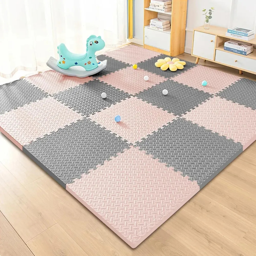 Pack 8 Alfombras Piso Goma Eva Bebé Puzzle 60x60 CM Beige Gris
