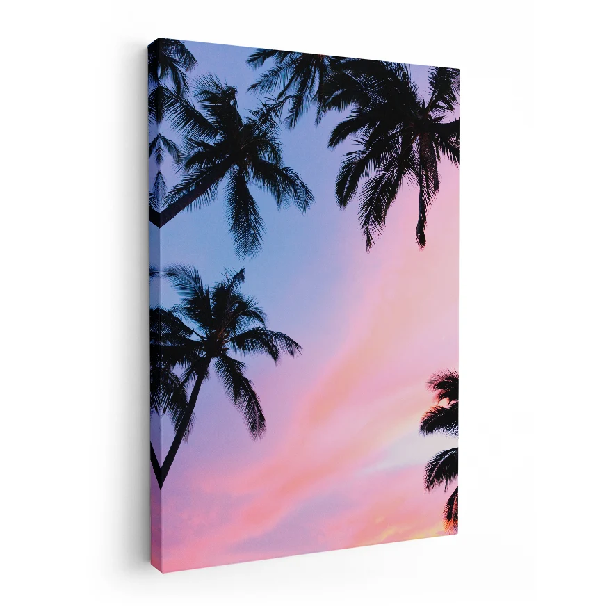 Palmeras en Cielo Azul Y Rosa Poster