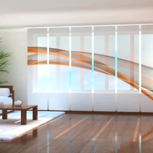 Paneles Japoneses Elegante Línea Abstracta Naranja